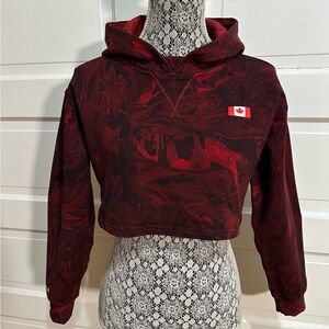 LULULEMON All Yours Cropped Hoodie Size 6 Team Canada Metamorphosis Dark Red